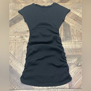 SHEIN Cotton Black Ruched Mini Dress